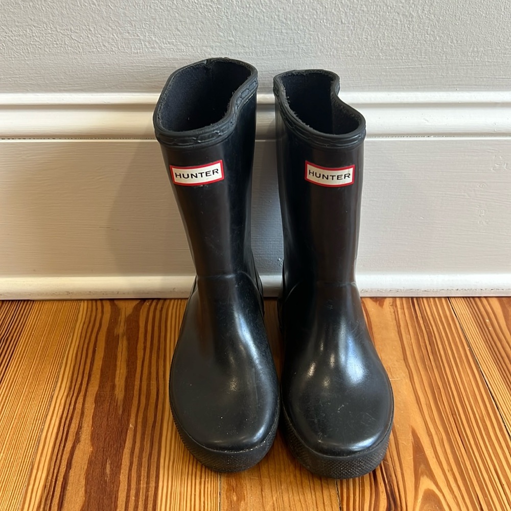 Hunter black rain boots kids size 12